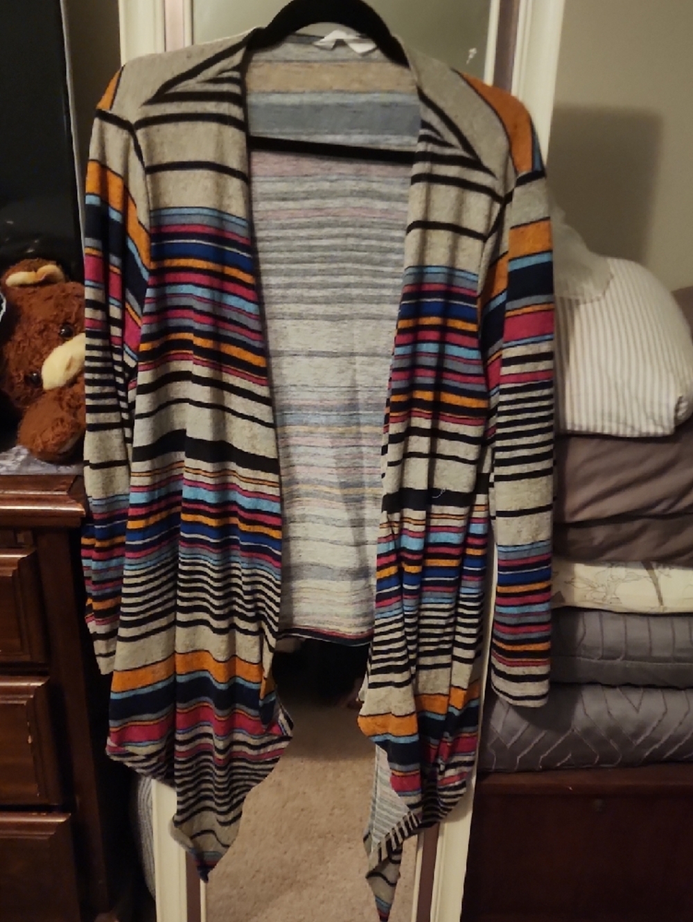 3xl- Striped Multicolor Knit Cardigan